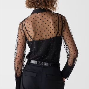 J crew Sheer button-up with camisole in dot print